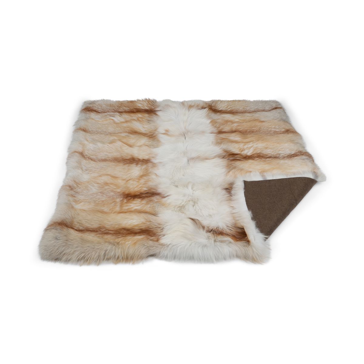 Premium Teppich aus Fuchs | Rückseite aus Kaschmir | Hellgold | 150x150 cm