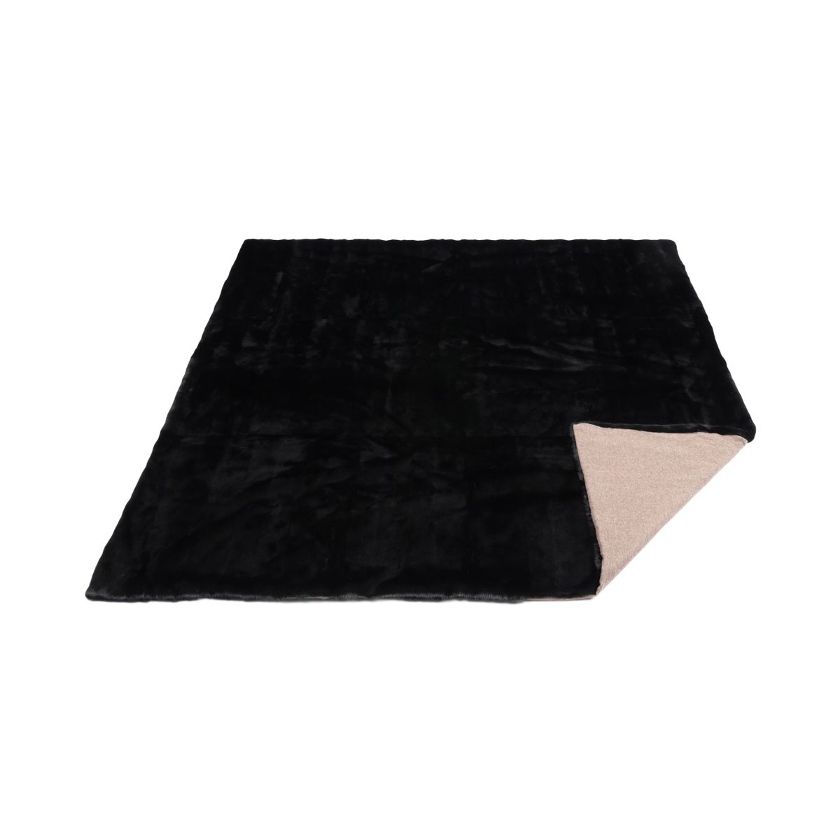 Nerz kariert | Rückseite aus Kaschmir | Schwarz | 188x182 cm