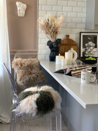 Lammfellkissen | Lockig | Tibet | Ø45 cm, Ø62 cm und Ø38 cm