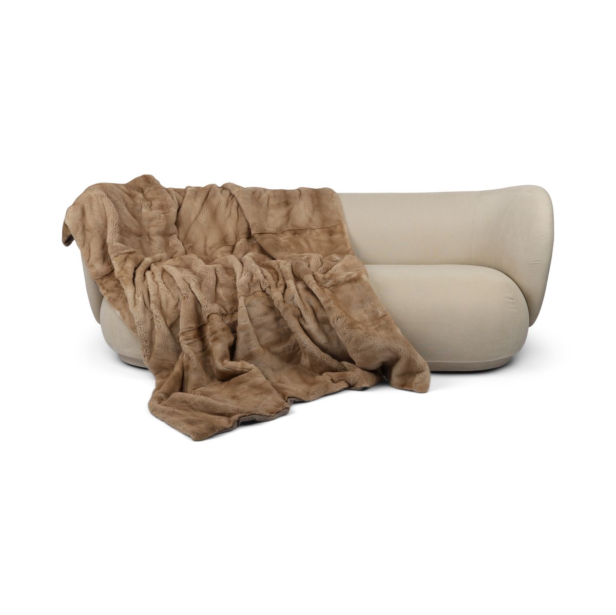 Nerz kariert | Rückseite aus Kaschmir | Palomino | 165 x 200 cm