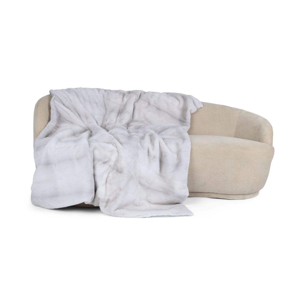 Nerz kariert | Rückseite aus Kaschmir | Perlenkreuz | 180x130 cm