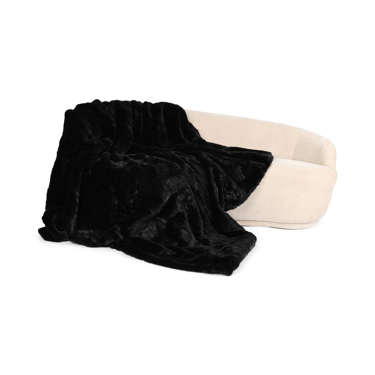 Nerz kariert | Rückseite aus Kaschmir | Schwarz | 200x200cm