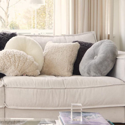 Lammfellkissen | Mokassin | Doppelseitig | Ø45 cm