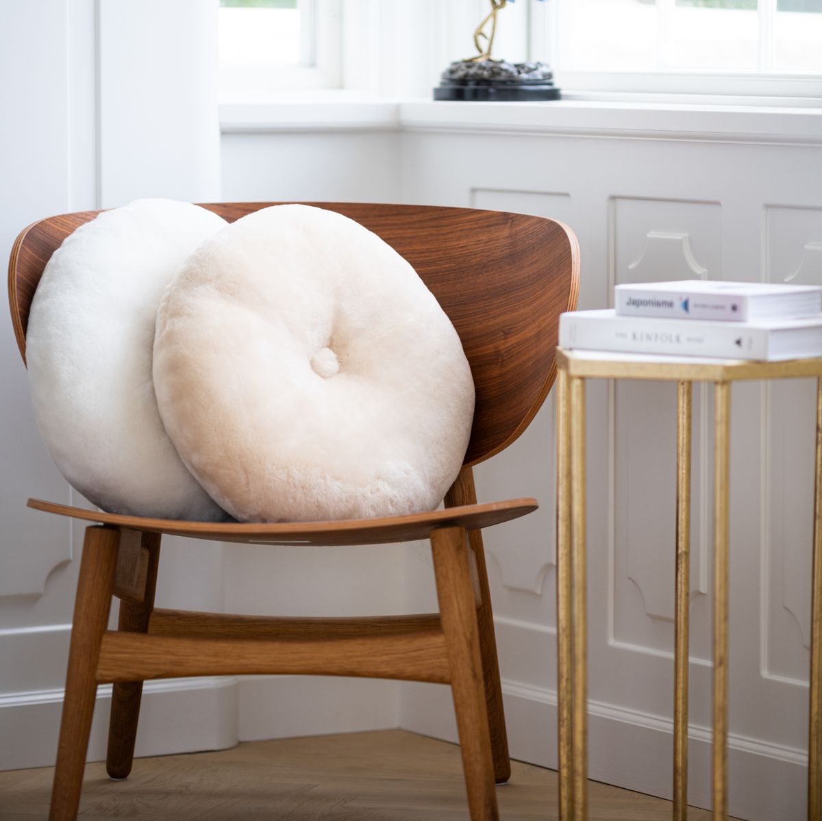 Lammfellkissen | Mokassin | Doppelseitig | Ø45 cm