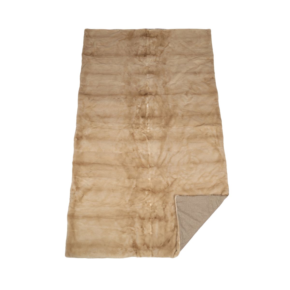 Nerz kariert | Rückseite aus Kaschmir | Palomino | 120x220 cm