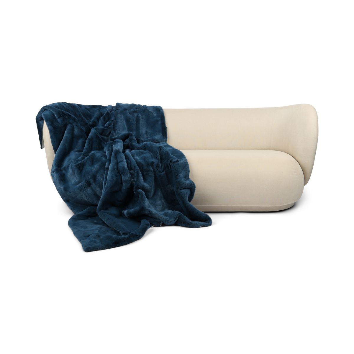 Nerz kariert | Rückseite aus Kaschmir | Blaues Indigo | 142x202cm