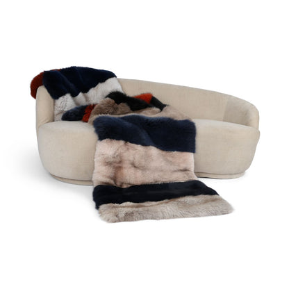 Premium-Fuchs-Plaid | Rückseite aus Kaschmir | Mehrfarbig | 70x260cm