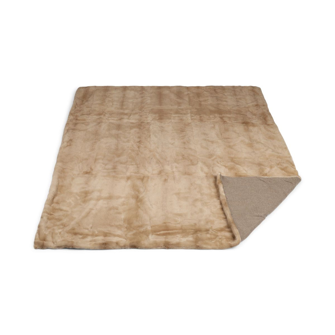 Nerz kariert | Rückseite aus Kaschmir | Palomino | 165 x 200 cm