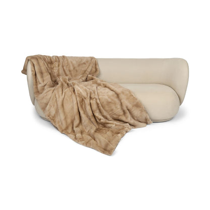 Nerz kariert | Rückseite aus Kaschmir | Palomino | 130x220 cm