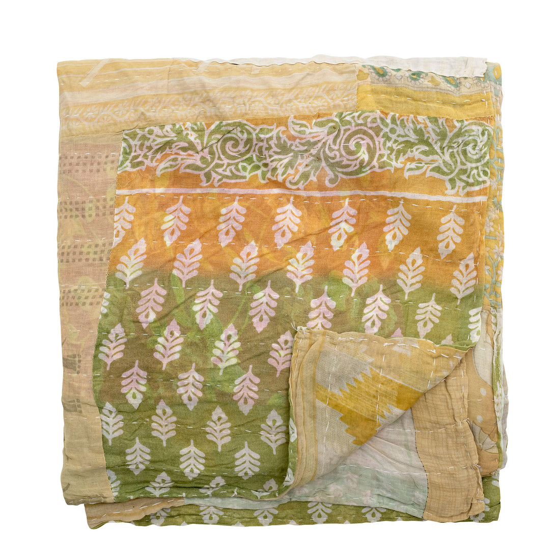 Bloomingville Sari Quilt, Gelb, recycelte Baumwolle