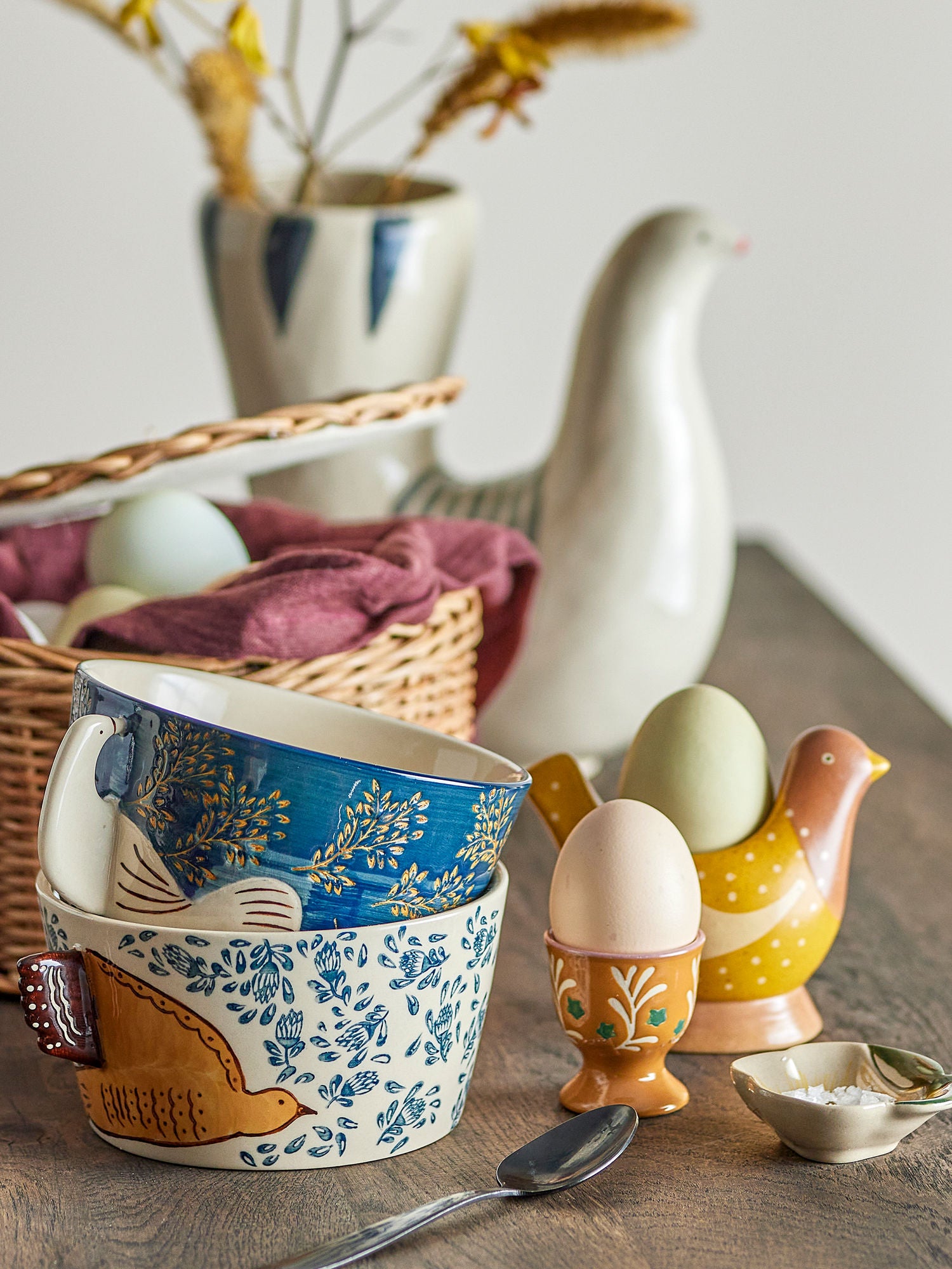 Bloomingville Birdy Egg Beaker, Blau, Steinzeug