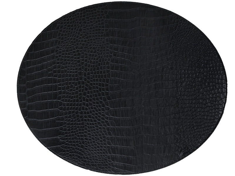Oval Cover Serviette // schwarzes Schlauchmuster pu - hart