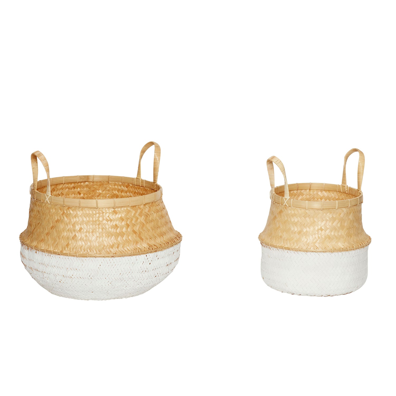 Daze -Kurve Weiß/Natur (Set von 2) - Ø38xH31, Ø52xH33cm