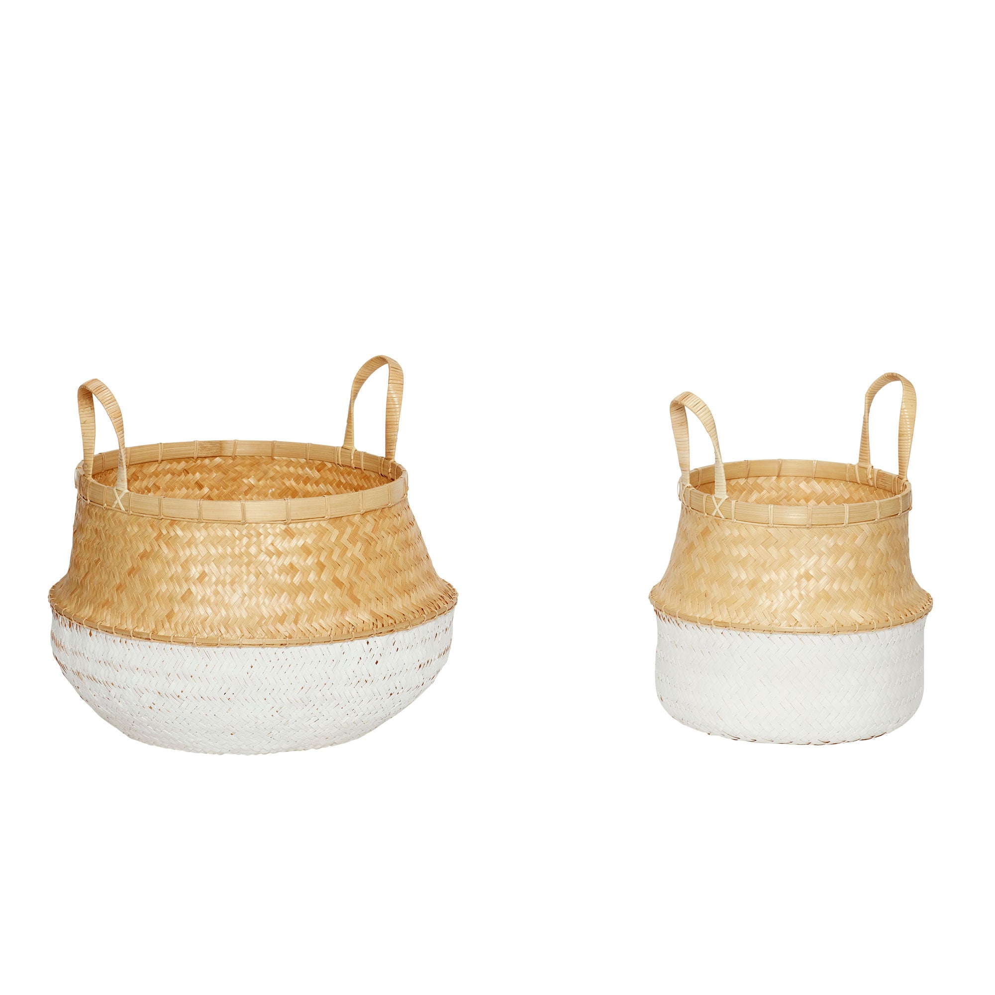 Daze -Kurve Weiß/Natur (Set von 2) - Ø38xH31, Ø52xH33cm