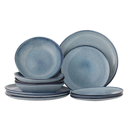 Bloomingville Sandrine Tischservice Set, Blau, Steinzeug