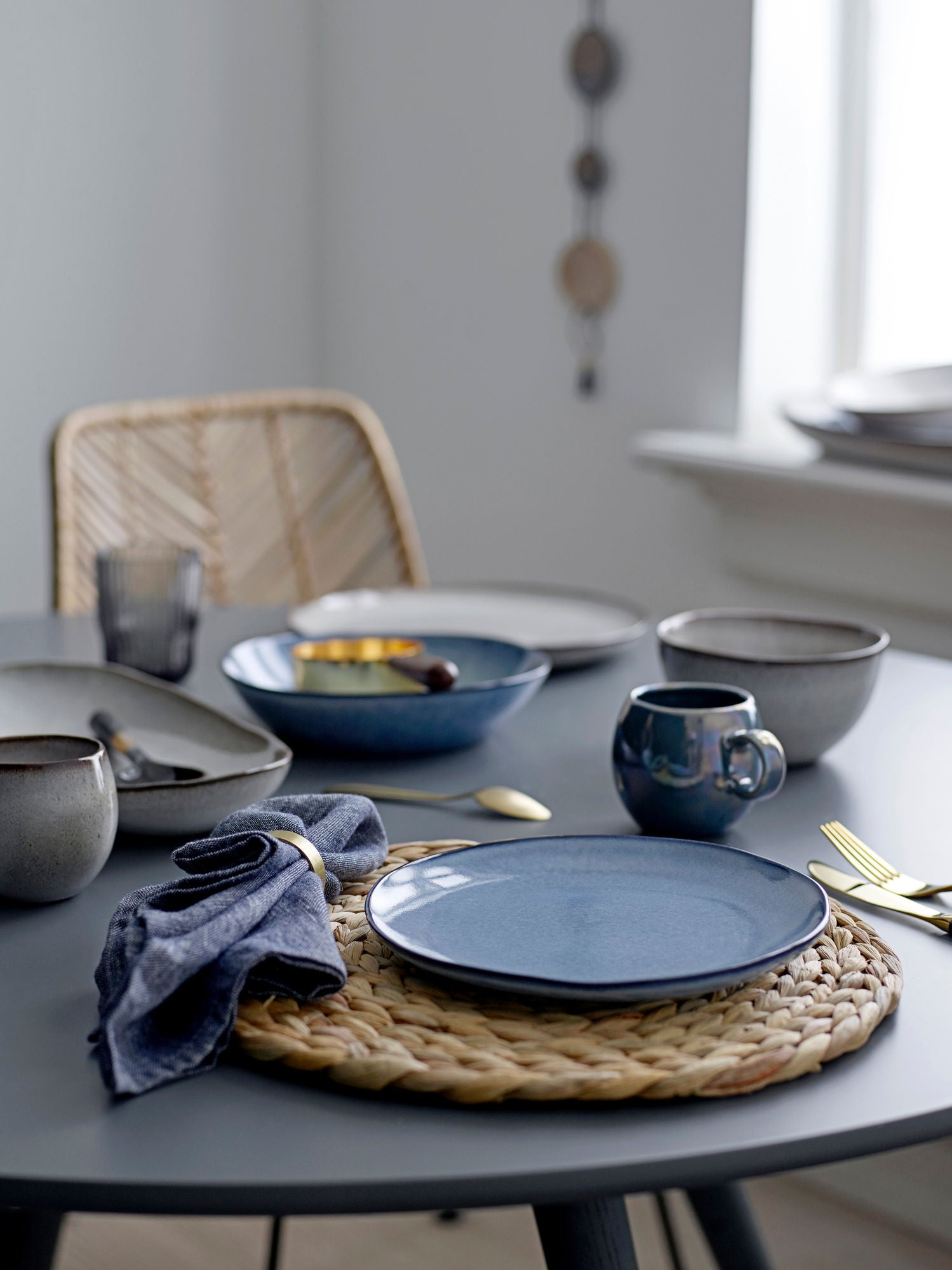 Bloomingville Sandrine Tischservice Set, Blau, Steinzeug