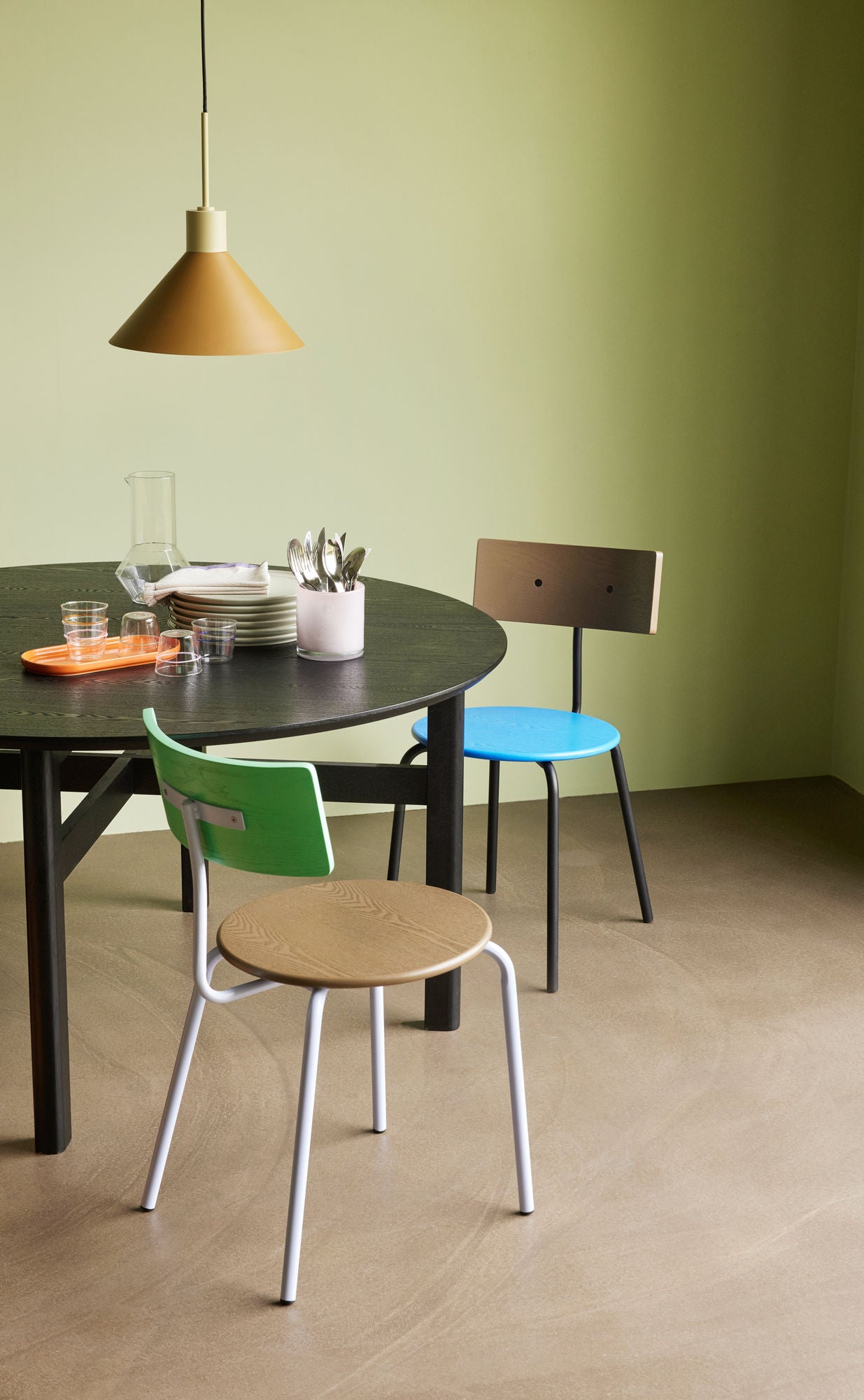 Hübsch Koi Essstuhl braun/grün/lila