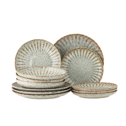 Creative Collection Fleur Design Service Set, Natur, Steinzeug