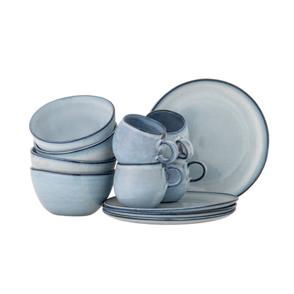 Bloomingville Sandrine Breakfast Set, Blau, Steinzeug