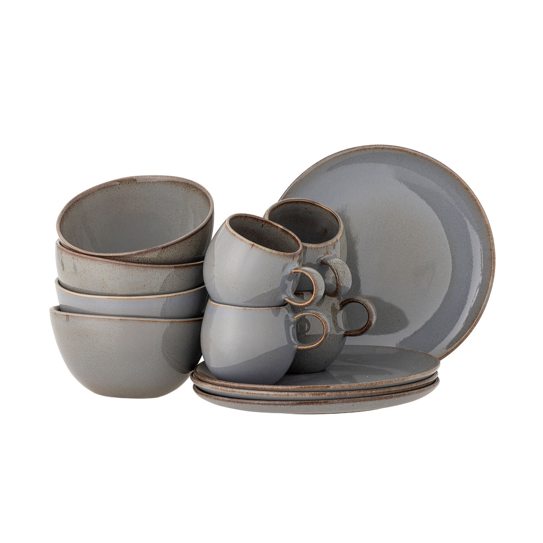 Bloomingville Sandrine Breakfast Set, Grau, Steinzeug