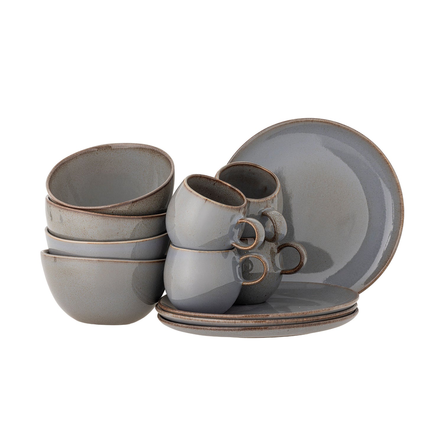 Bloomingville Sandrine Breakfast Set, Grau, Steinzeug