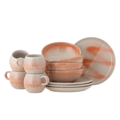 Bloomingville Paula Frühstückset, Orange, Steinzeug