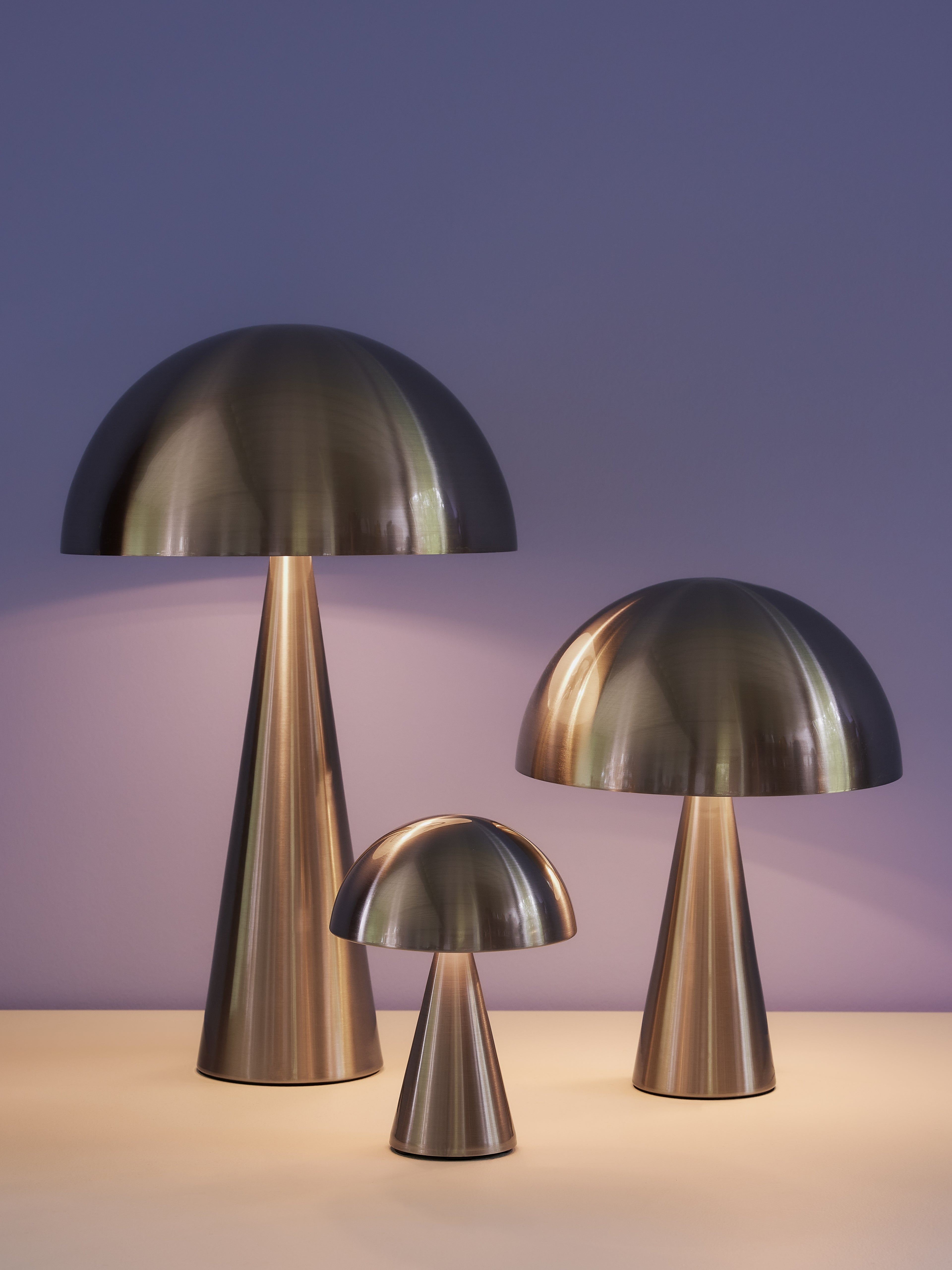 Mushtischlampe hoher Nickel - Ø30xH50 cm
