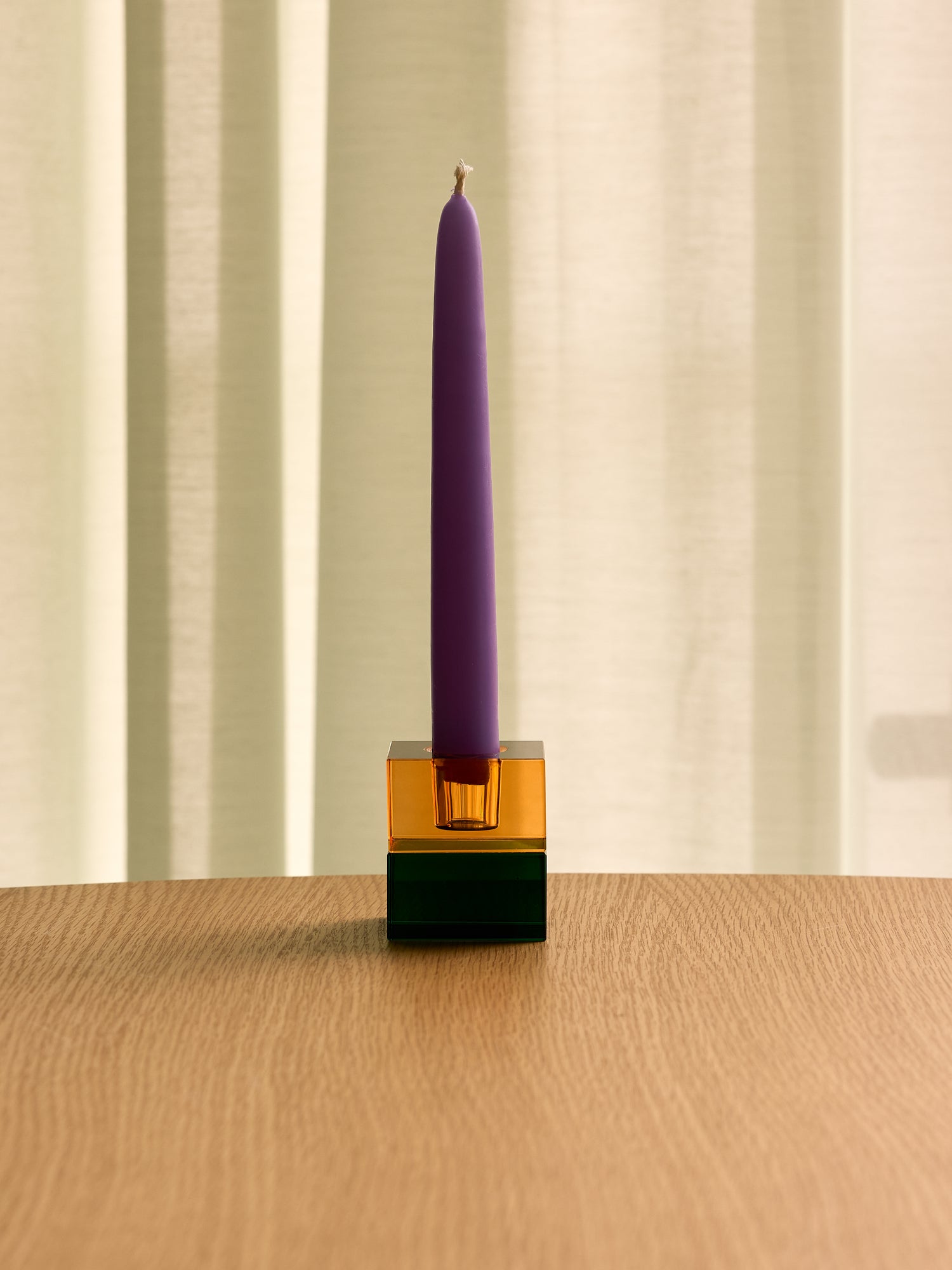 Blockkerzenhalter Grün/Blau &amp; Orange/Grün (2er-Set) – 5x5h6cm