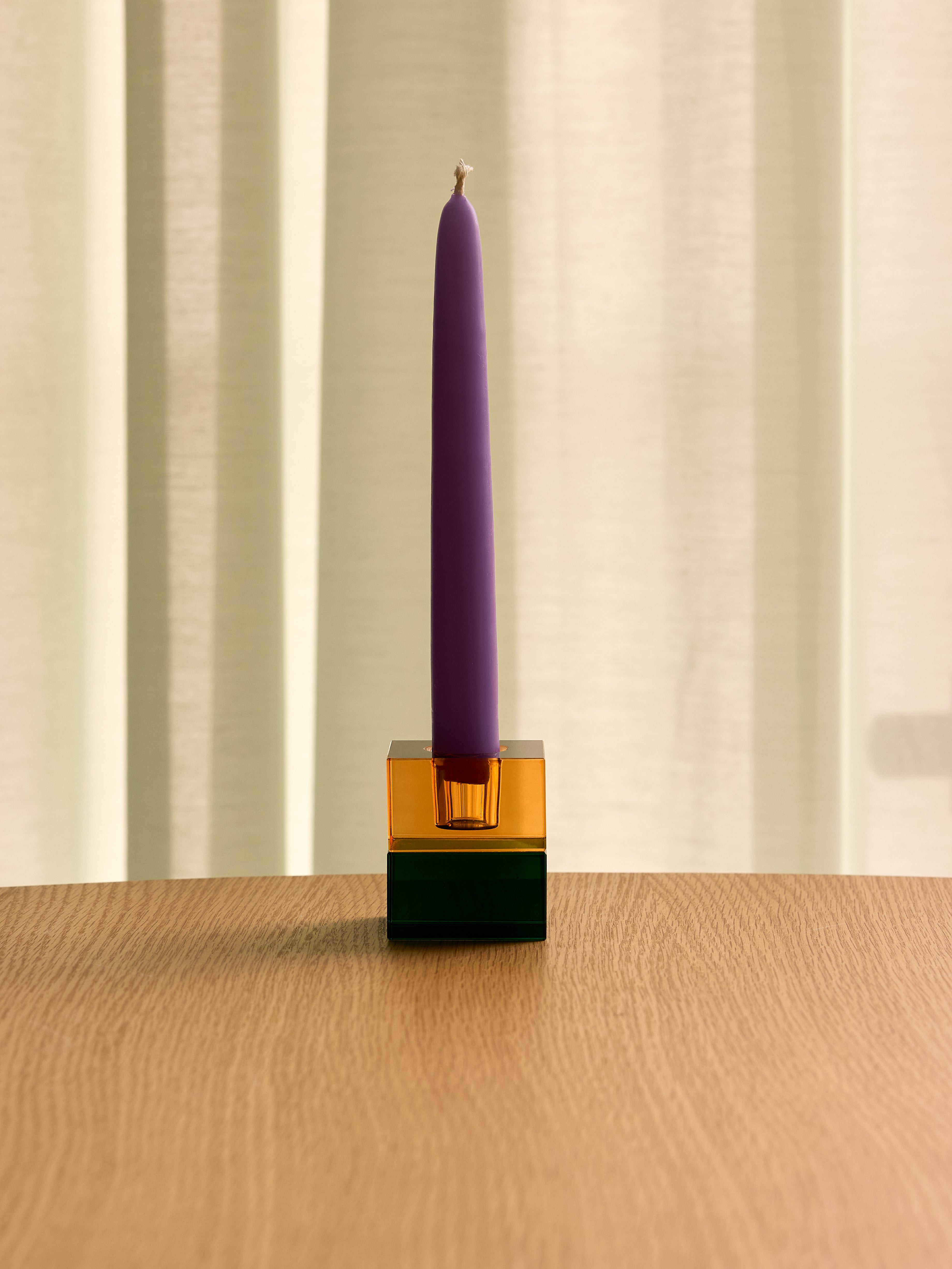 Blockkerzenhalter Grün/Blau &amp; Orange/Grün (2er-Set) – 5x5h6cm