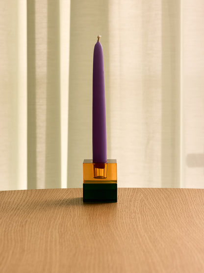 Blockkerzenhalter Grün/Blau &amp; Orange/Grün (2er-Set) – 5x5h6cm