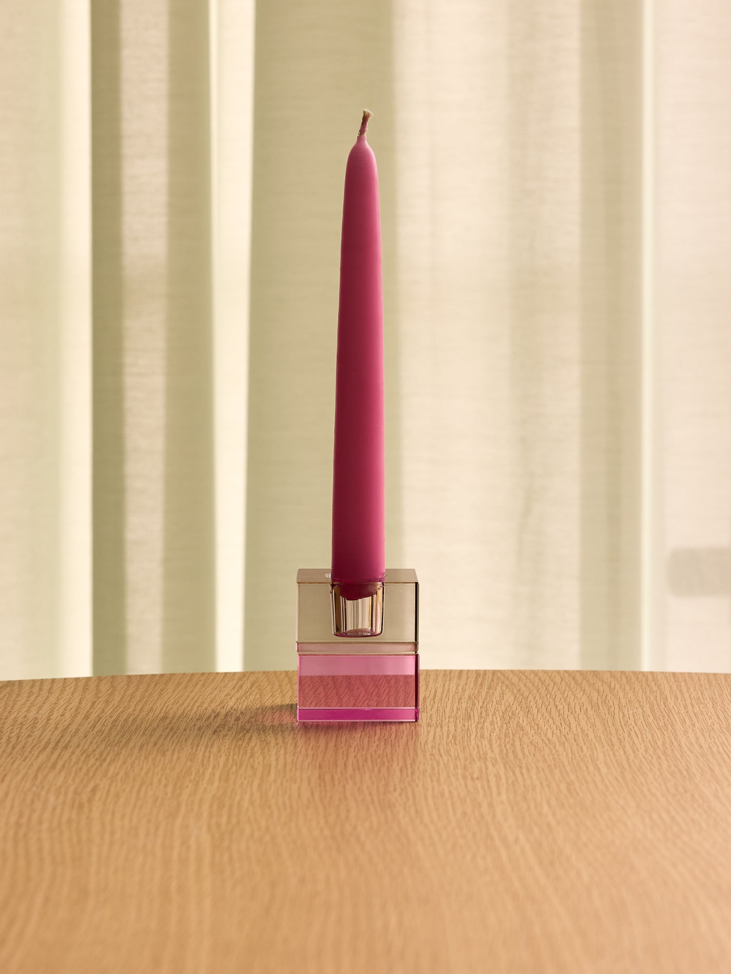 Blockkerzenhalter Braun/Grün &amp; Grau/Rosa (2er-Set) – 5x5h6cm