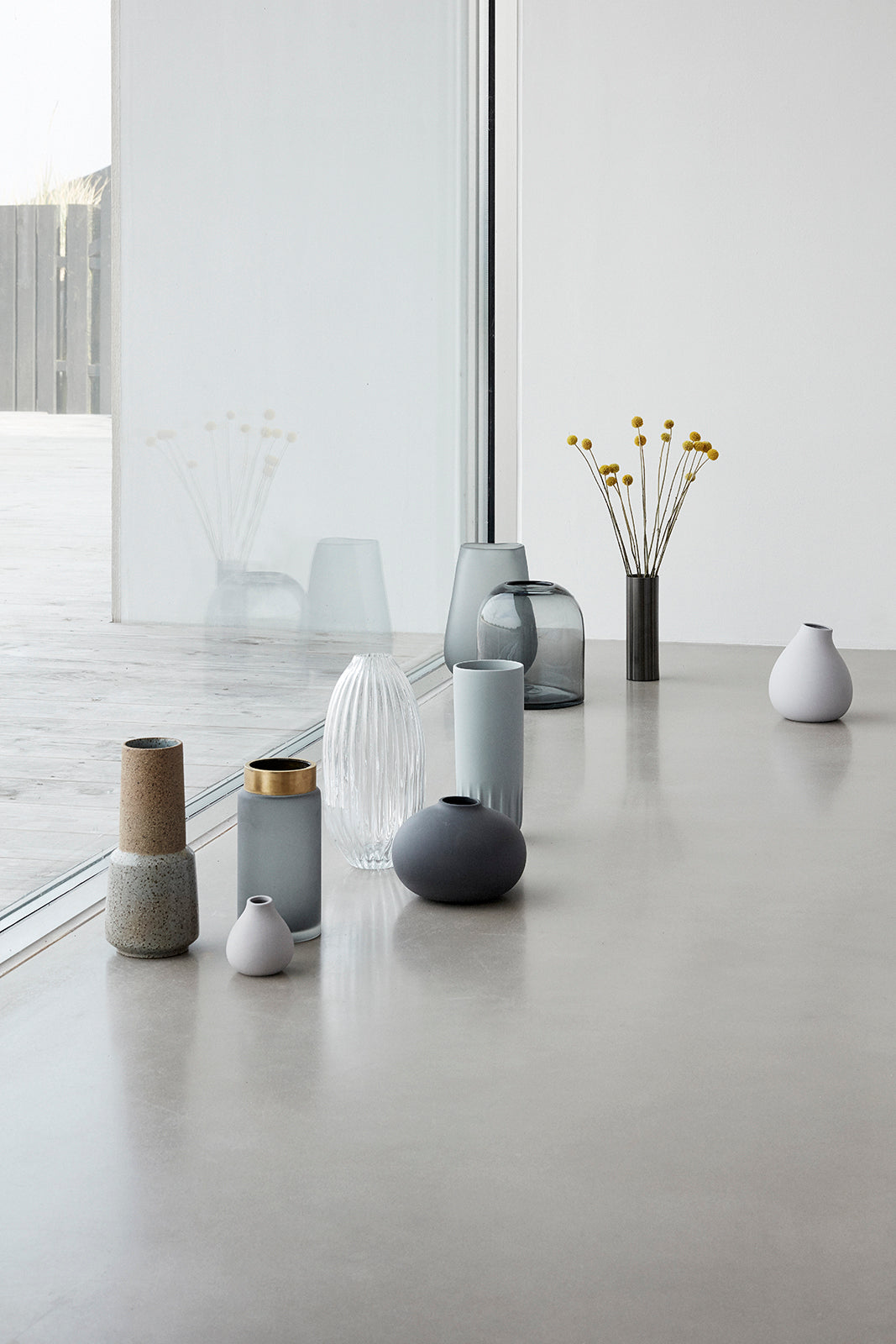 Glänzende Vase Grau (3er-Set) – ø7xh10, ø7xh16, ø7xh20cm
