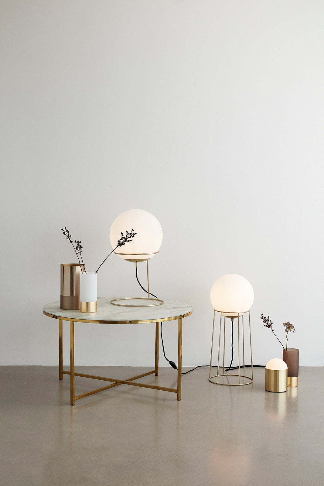 Skulpturetischbeleuchtung Messingfarbe - Ø12XH19cm, E14/25W