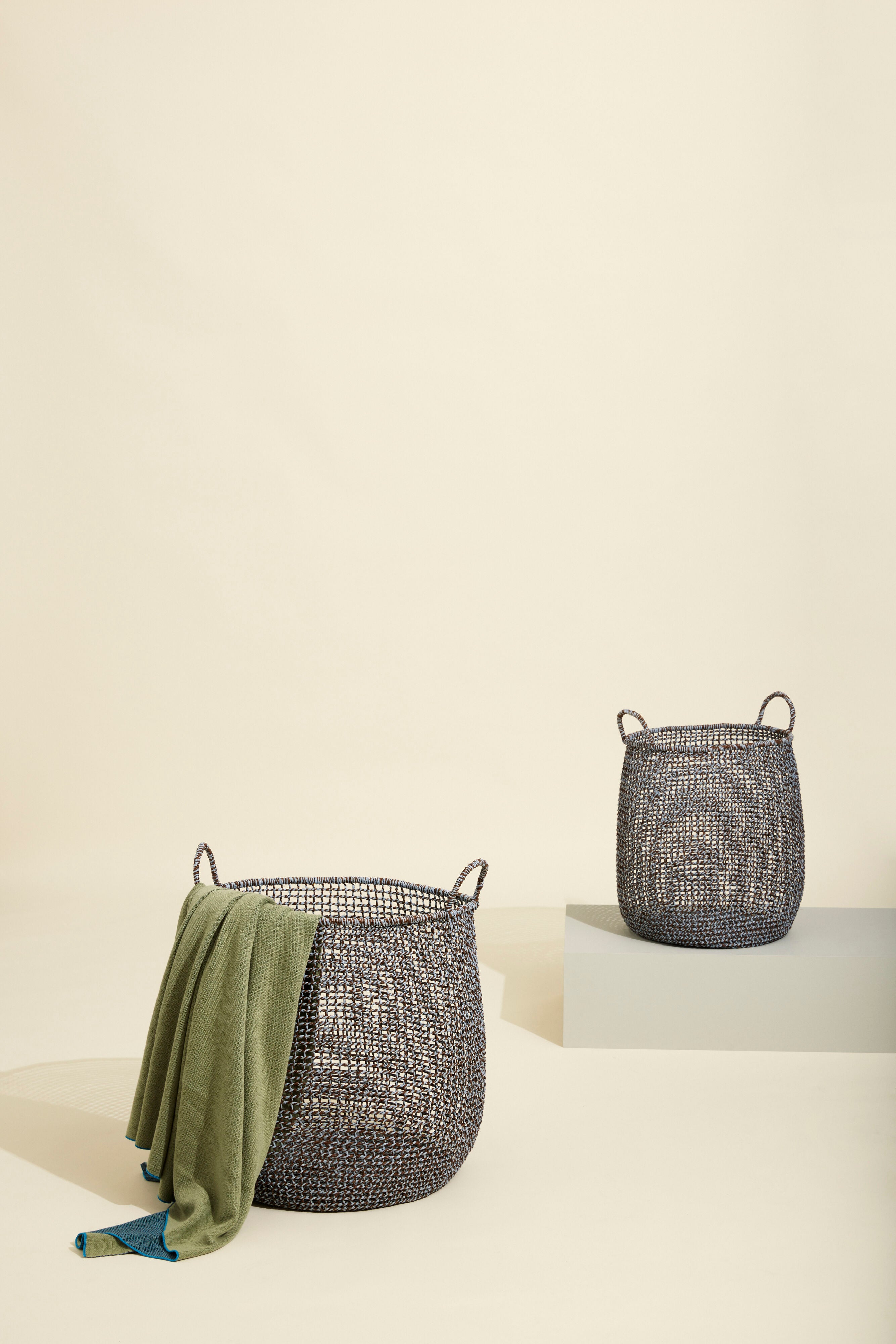 Nebelkurve Braun/Blau (Set von 2) - Ø35xH44, Ø43xh50cm