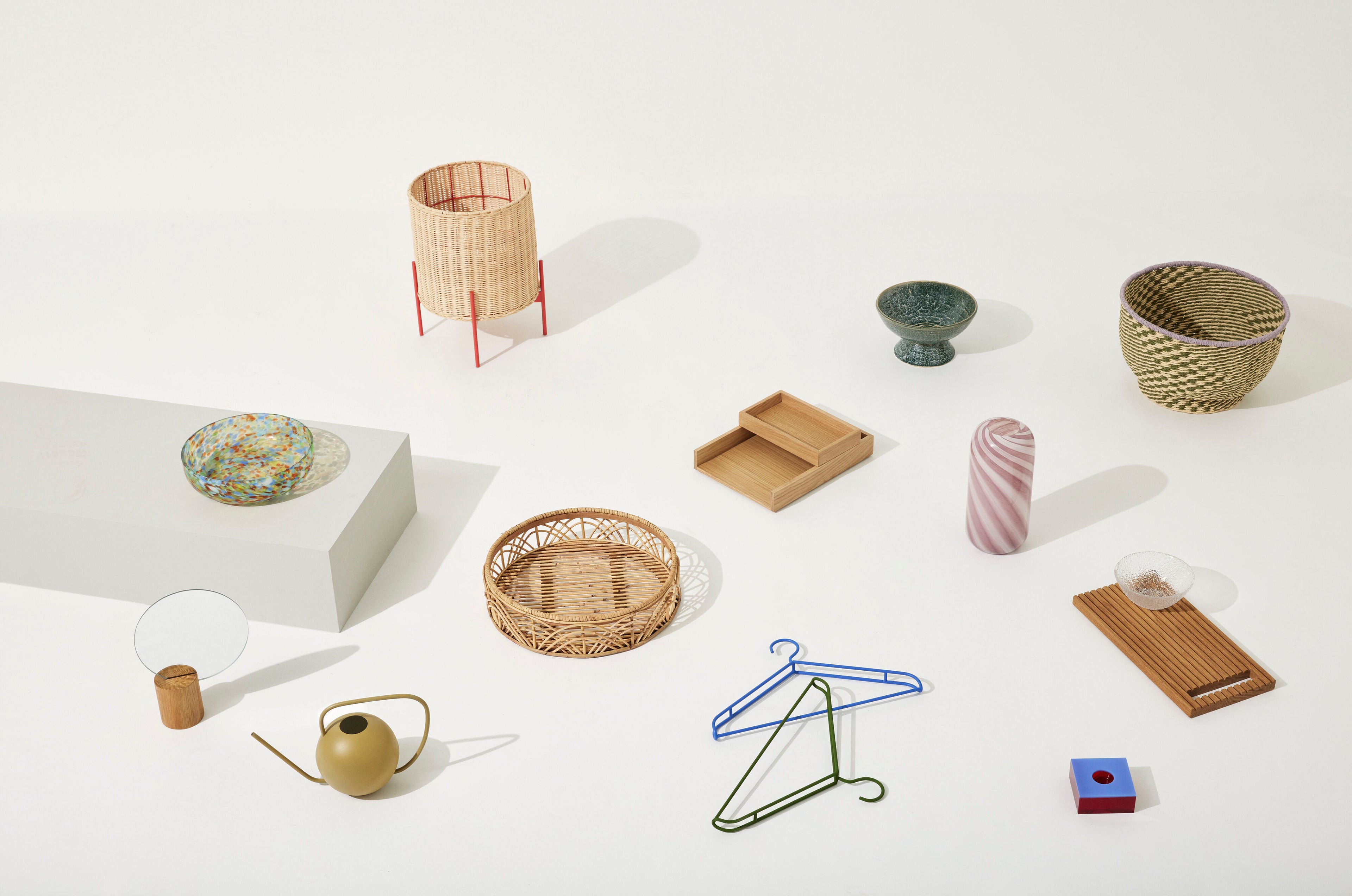 Peppige Kurve Natur/Grün (Set von 2) - Ø34xh21, Ø38xh26cm