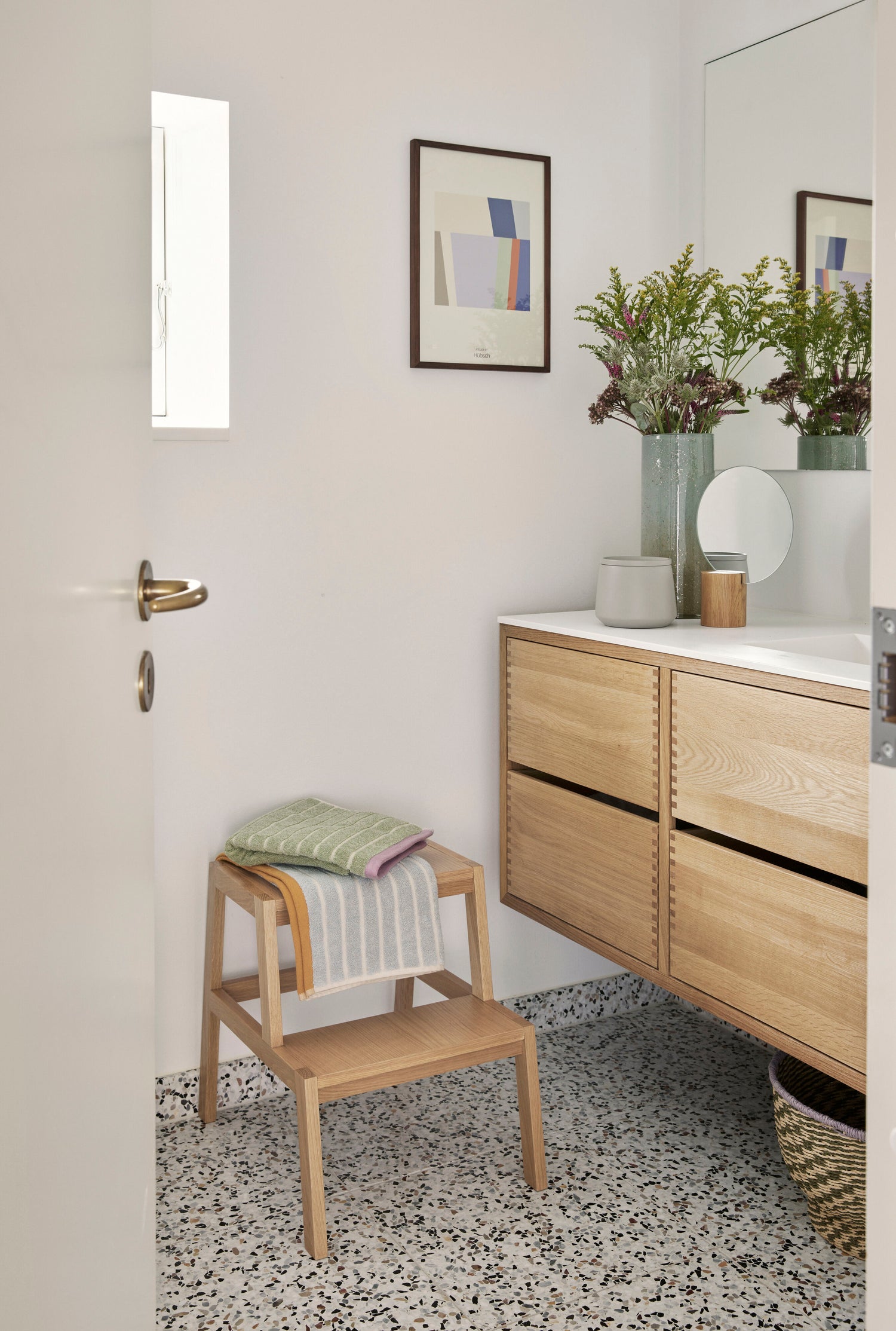 Peppige Kurve Natur/Grün (Set von 2) - Ø34xh21, Ø38xh26cm