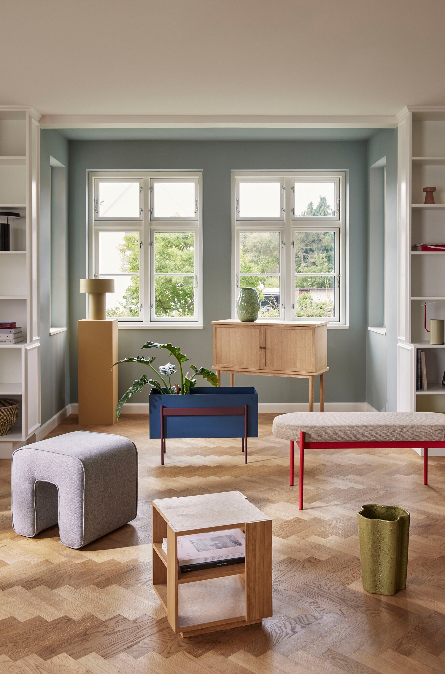 Peppige Kurve Natur/Grün (Set von 2) - Ø34xh21, Ø38xh26cm