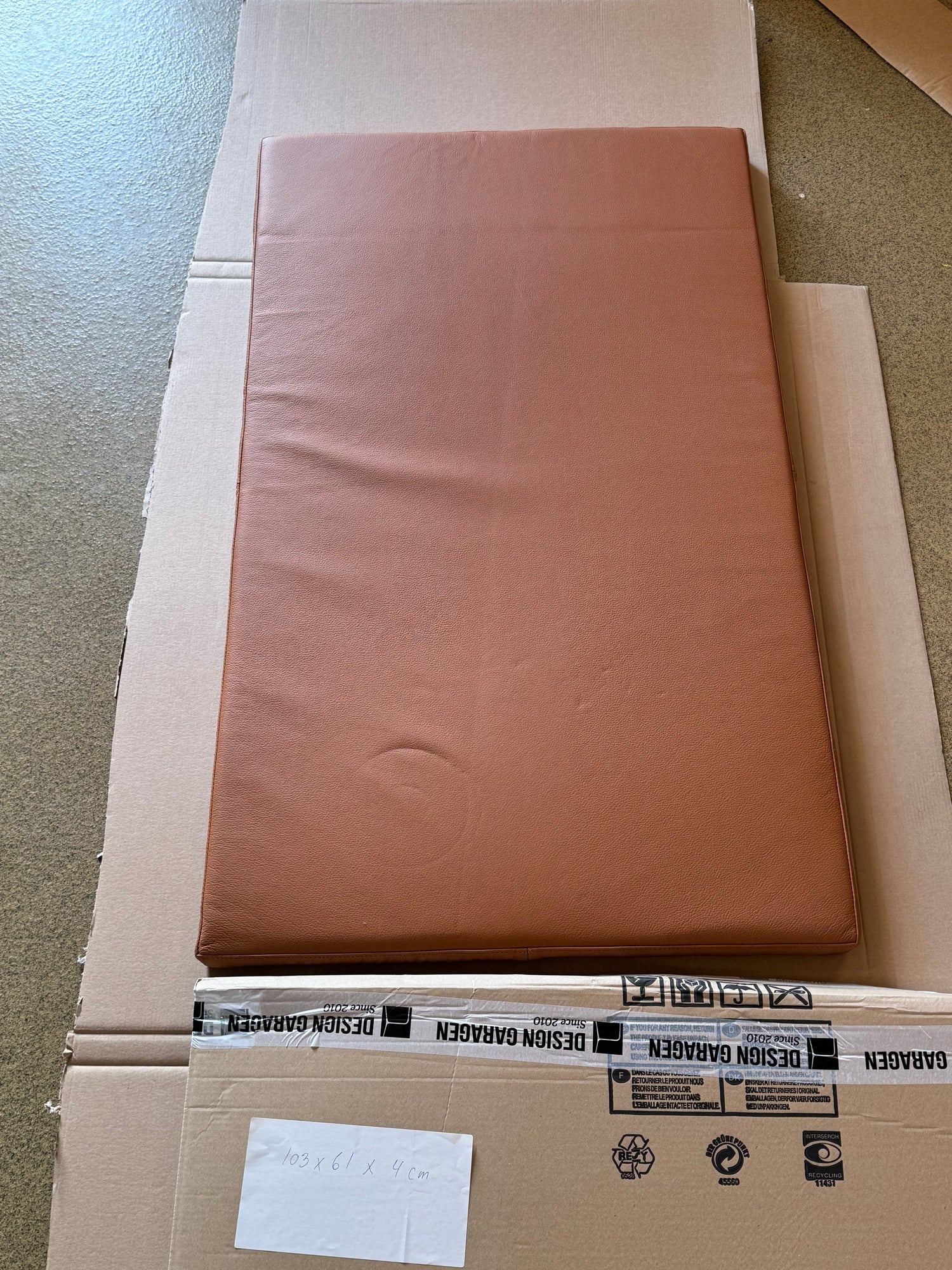 Cognac Lederkissen 103x61x4 cm