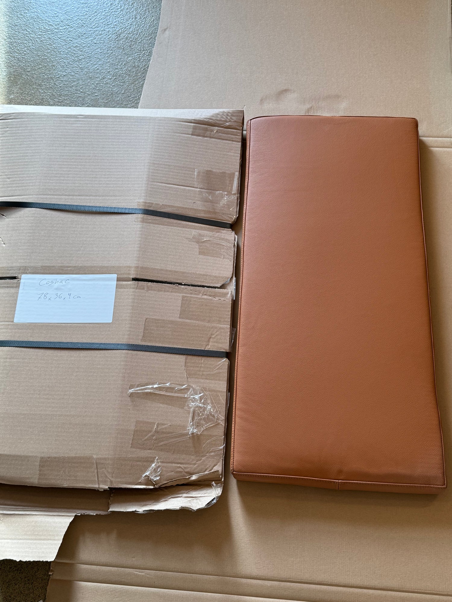 Cognac Lederkissen 78x36x4 cm