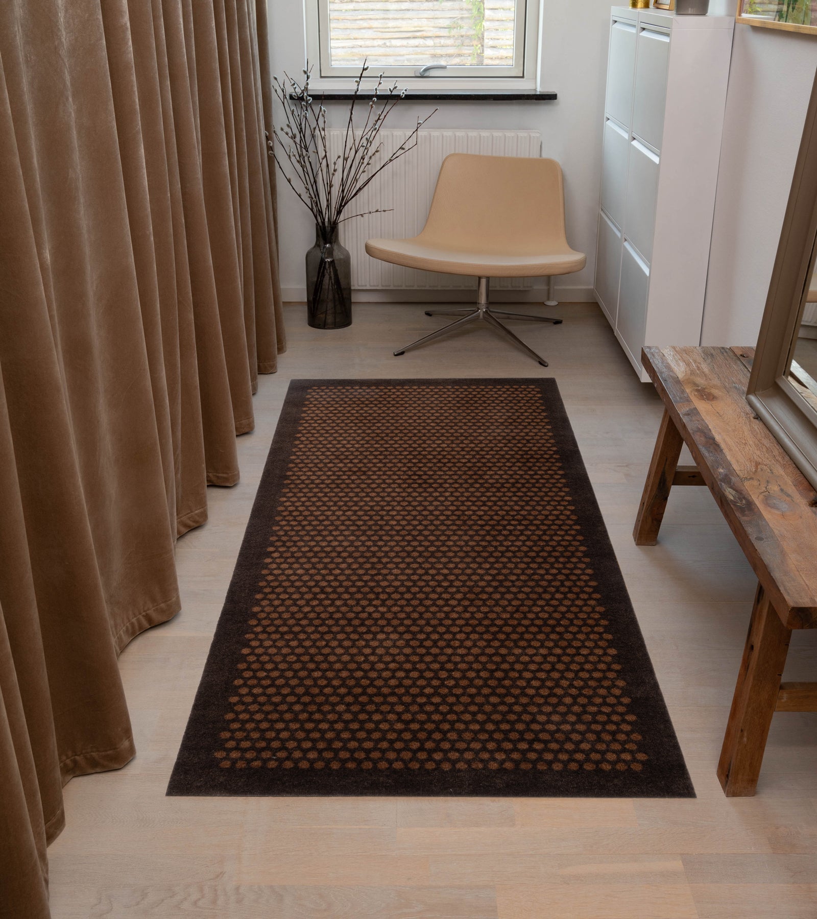 Nachrichten - Teppich/hatte 90 x 200 cm - Punkt/Cognac -Dark Brown