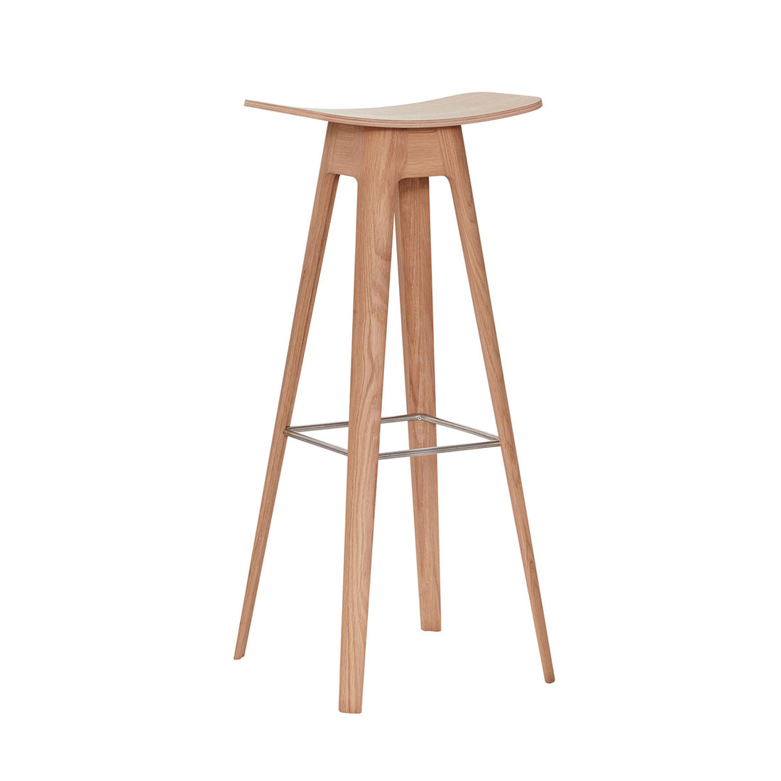 Andersen Furniture HC1 barstol - sæde i eg finér - understel i eg/hvidpigmenteret - H80 cm - DesignGaragen.dk.