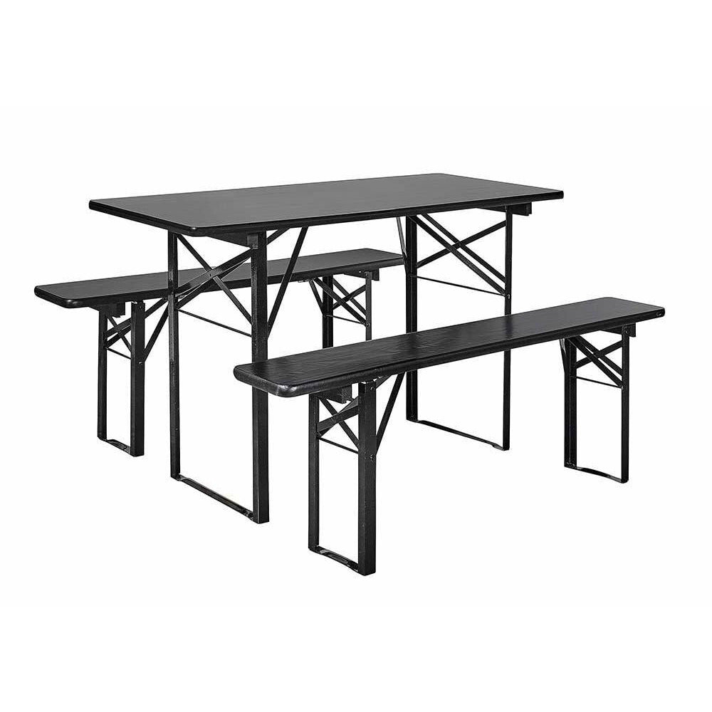 Nordal Garten-Set mit Tisch und Bänken - 160x60 - schwarz