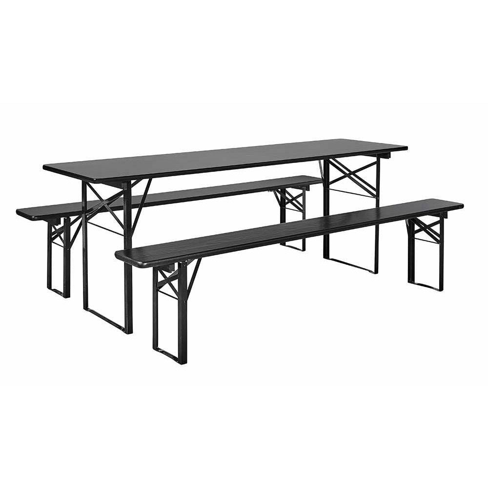 Nordal Garten-Set mit Tisch und Bänken - 220x60 - schwarz
