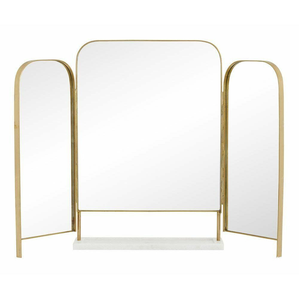 Nordal OTUS Tischspiegel - H57,5 cm - gold/weißer Marmor