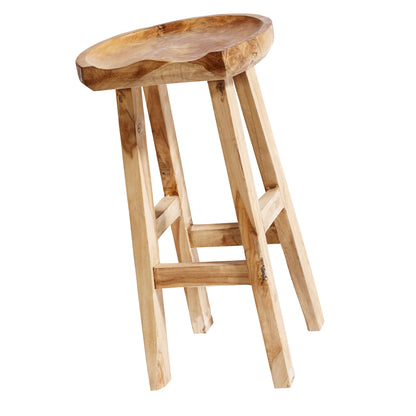 Barstol Oval - Natur - Teakrod - B: 42 H: 80 D: 37 cm - Muubs - DesignGaragen.dk