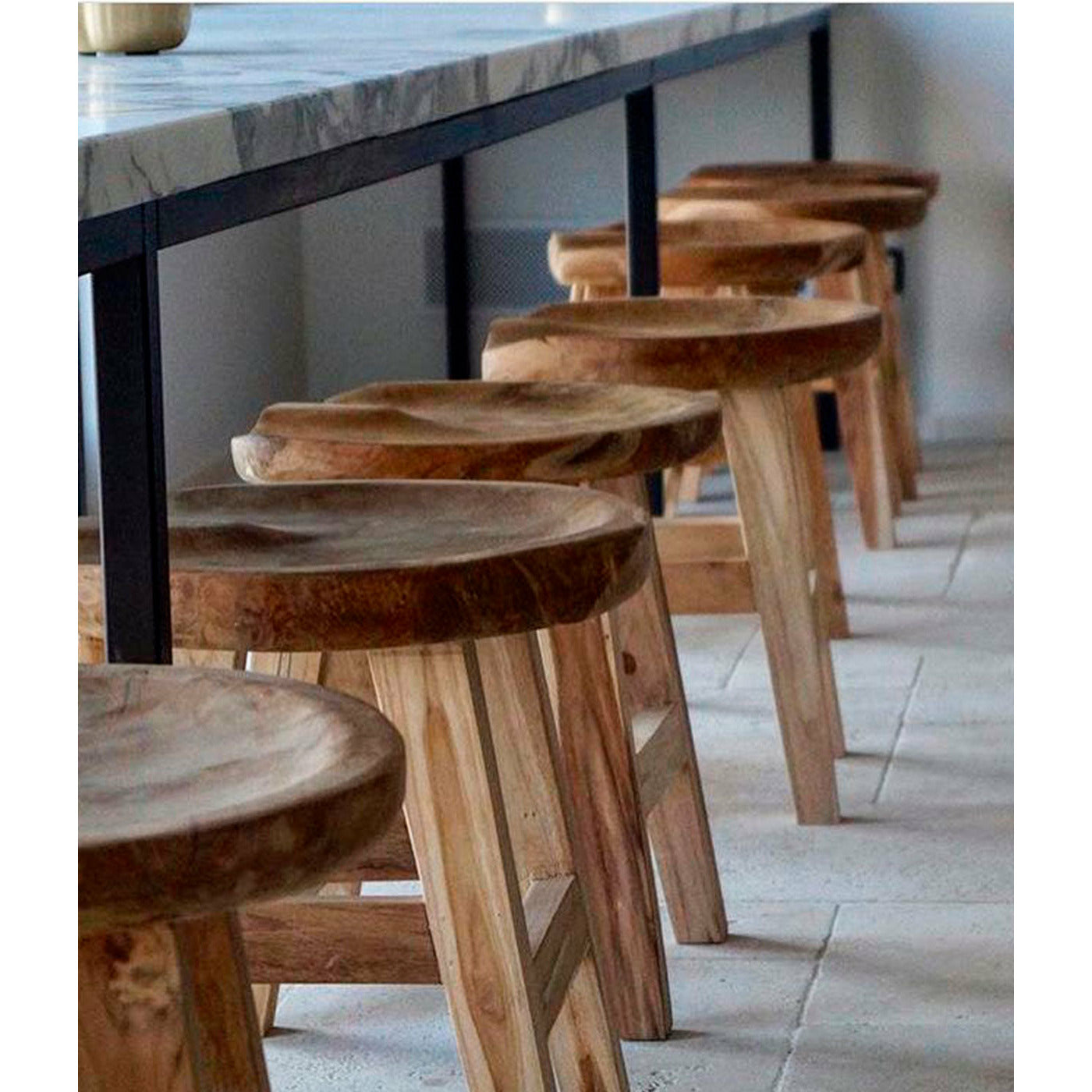 Barstol Oval - Natur - Teakrod - B: 42 H: 80 D: 37 cm - Muubs - DesignGaragen.dk