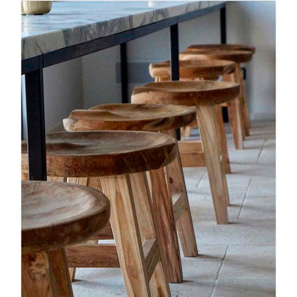 Barstol Oval - Natur - Teakrod - B: 42 H: 80 D: 37 cm - Muubs - DesignGaragen.dk