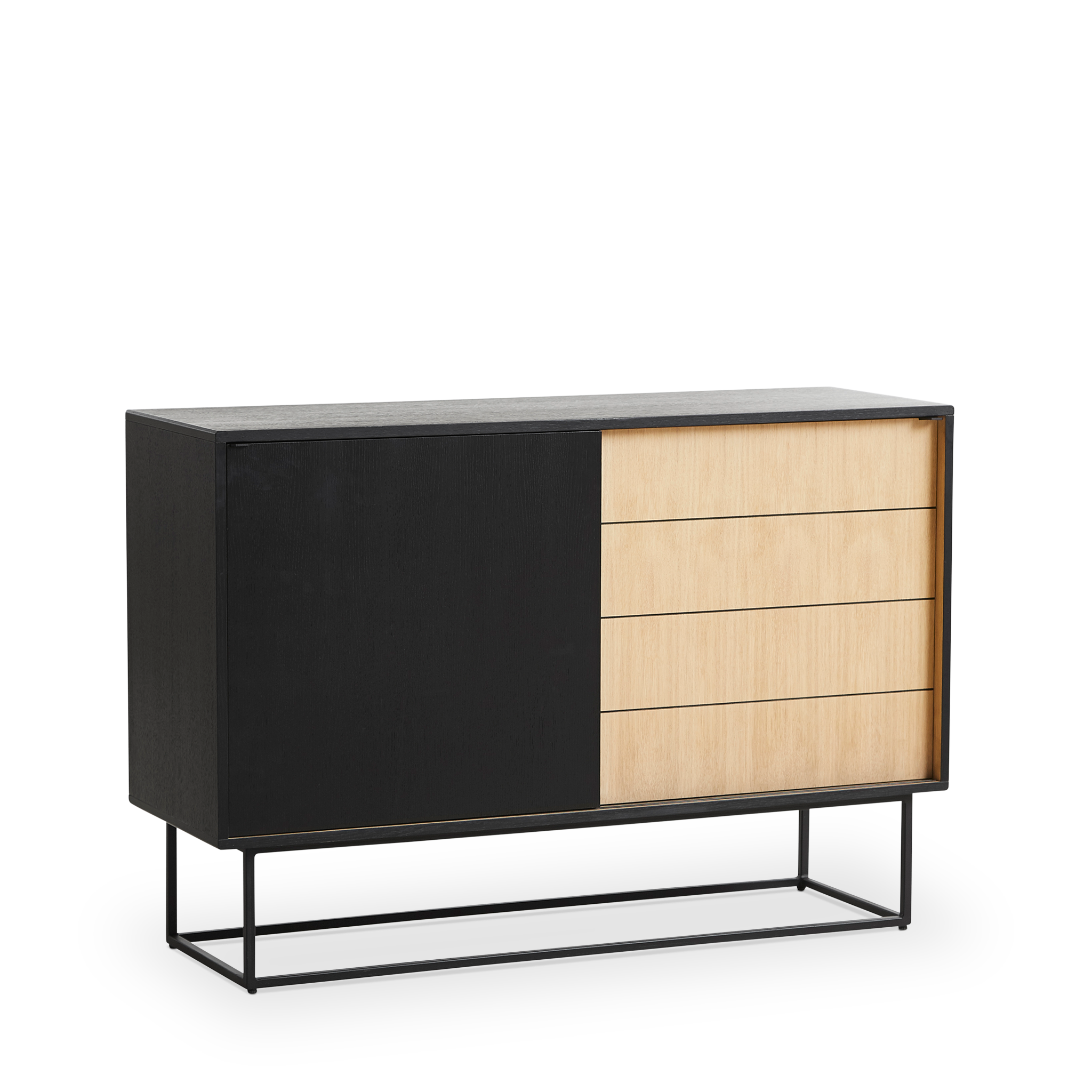 Woud - Virka Sideboard (hoch) - Eiche/Schwarz