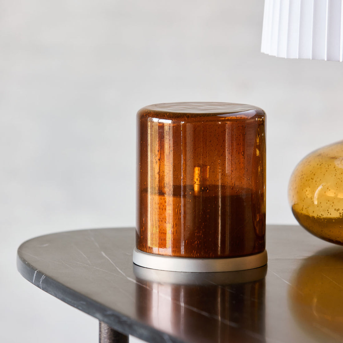 Hausarzttischlampe, Petit, Amber-H: 15 cm, Dia: 13 cm