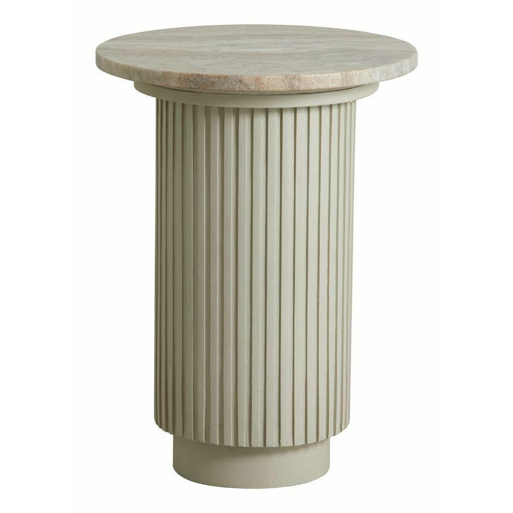 Erie runder Beistelltisch in Holz und Marmor - Ø40 cm - Roh weiß, braun, beige